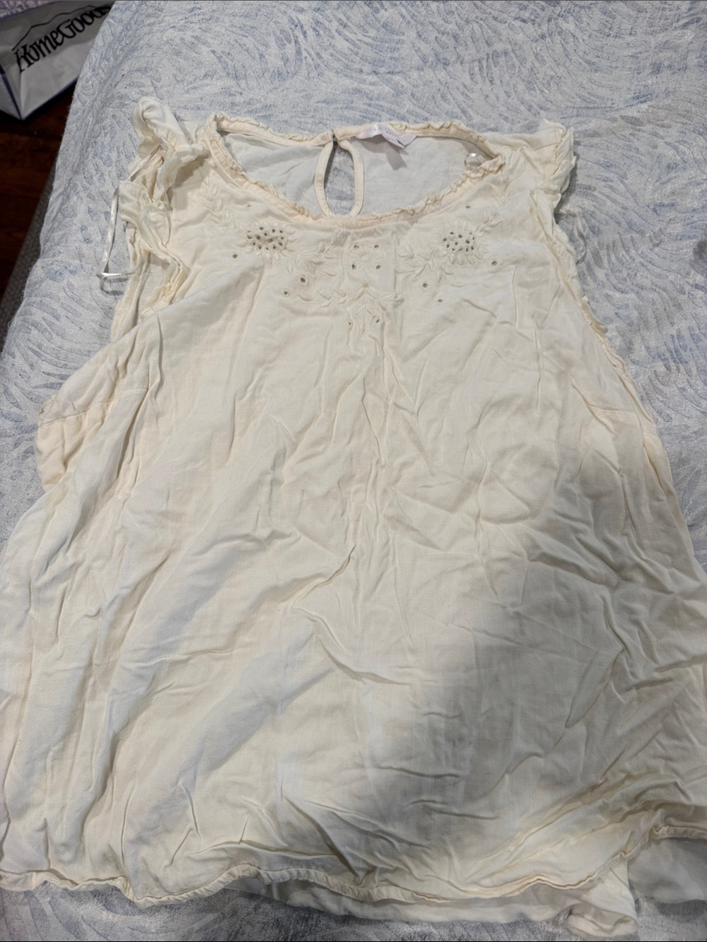 LC Lauren Conrad Cream Embroidered Sleeveless Camisole